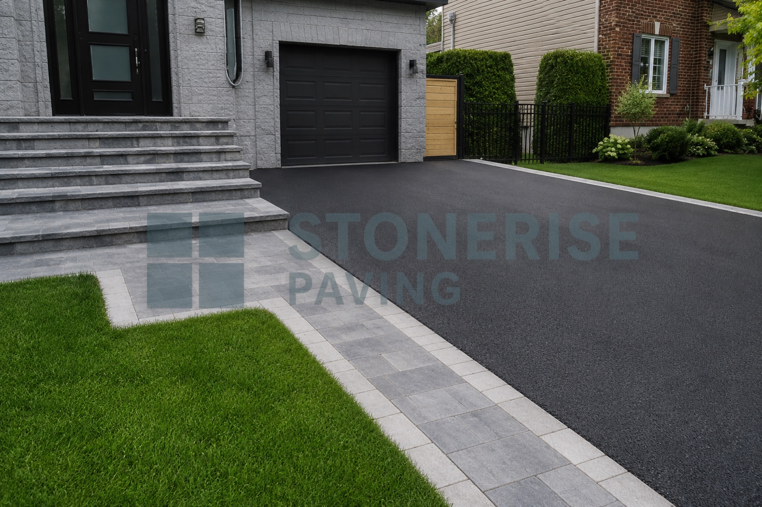 Tarmac driveway with neat red edging