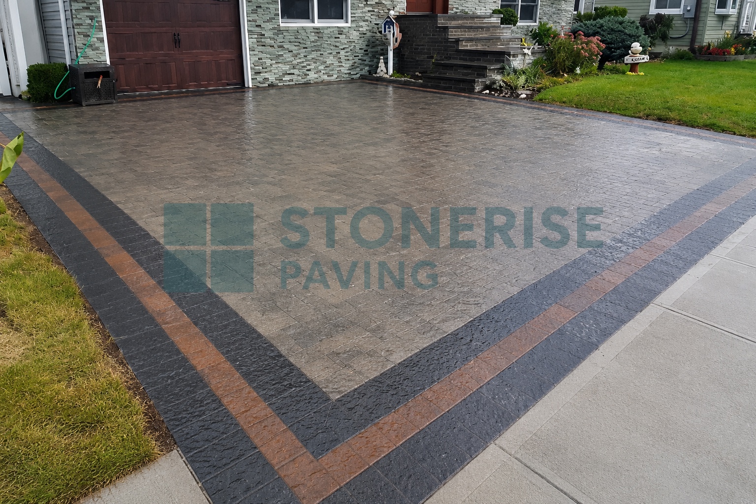 Grey block paving driveway