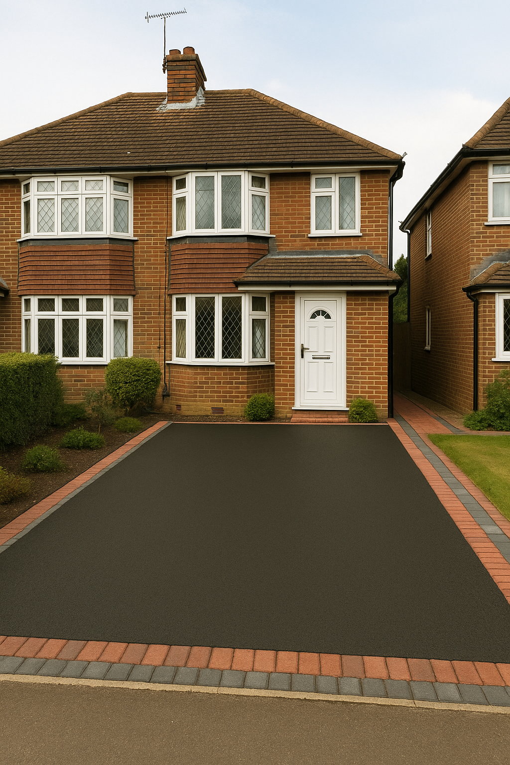 Tarmac driveway with neat red edging